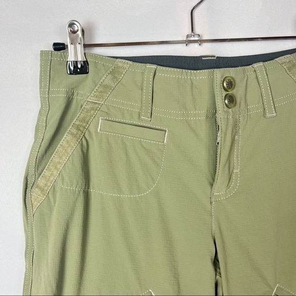 Athleta Green Cargo Capri Nylon Cropped Hiking Pants 2 - Picture 3 of 3